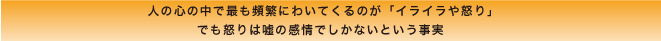 人の心の中で最も頻繁にわいてくるのが、「イライラや怒り」でも怒りはうその感情でしかないという事実